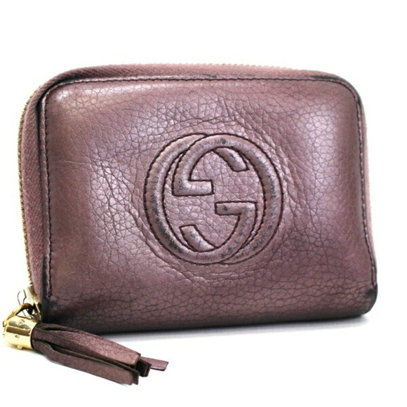 Gucci Bags Gucci Soho Coin Case Interlocking G Pink Purple Calf 35484 Womens Wallet With